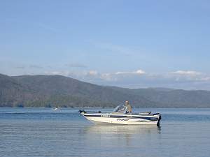 Our boat on Lake Jocassee