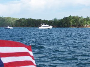 a powerboat on Lake Keowee